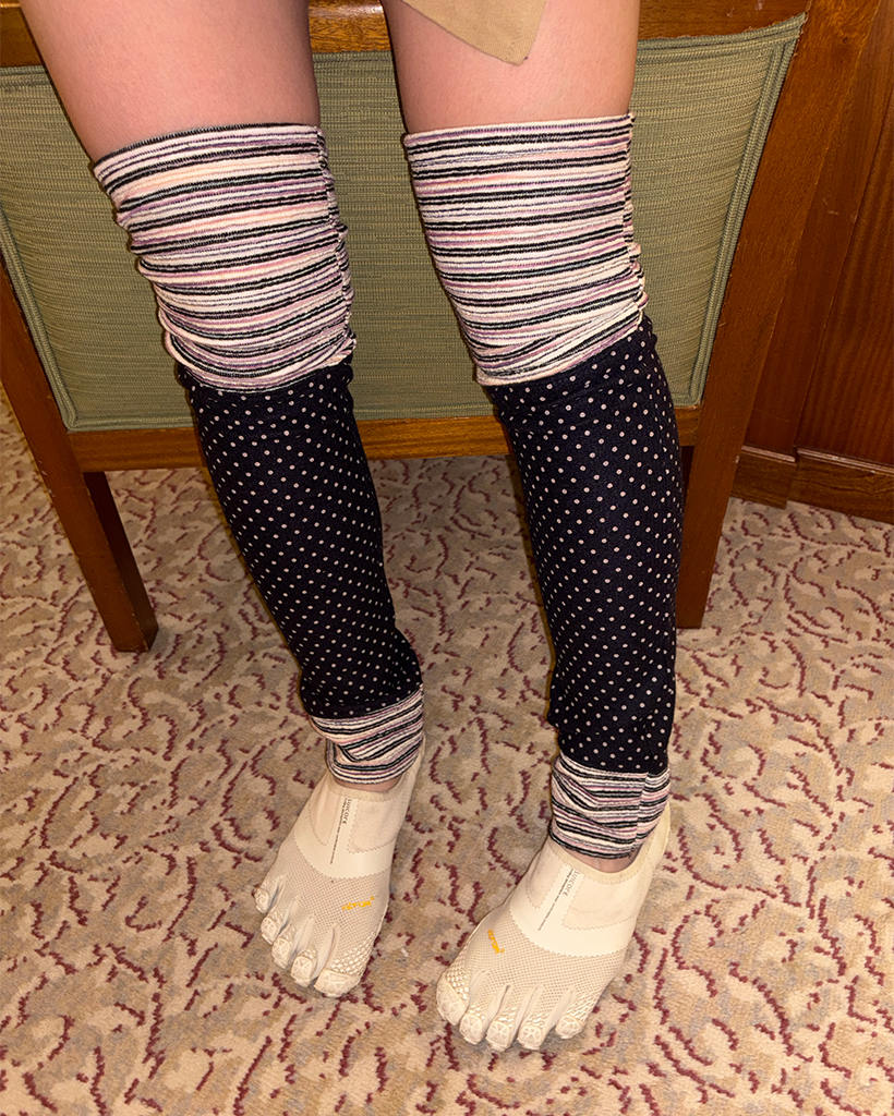 スリムマルチボーダードットレッグウォーマー