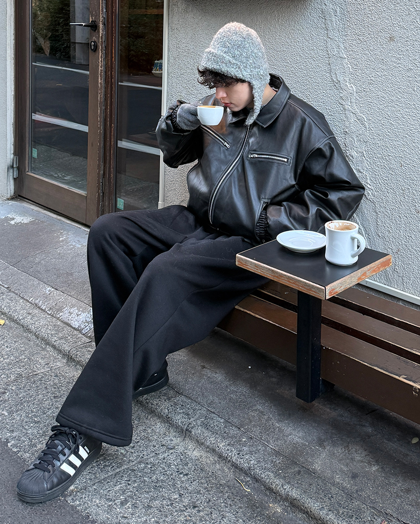 ボアカラーキルティングビンテージレザージャンパー