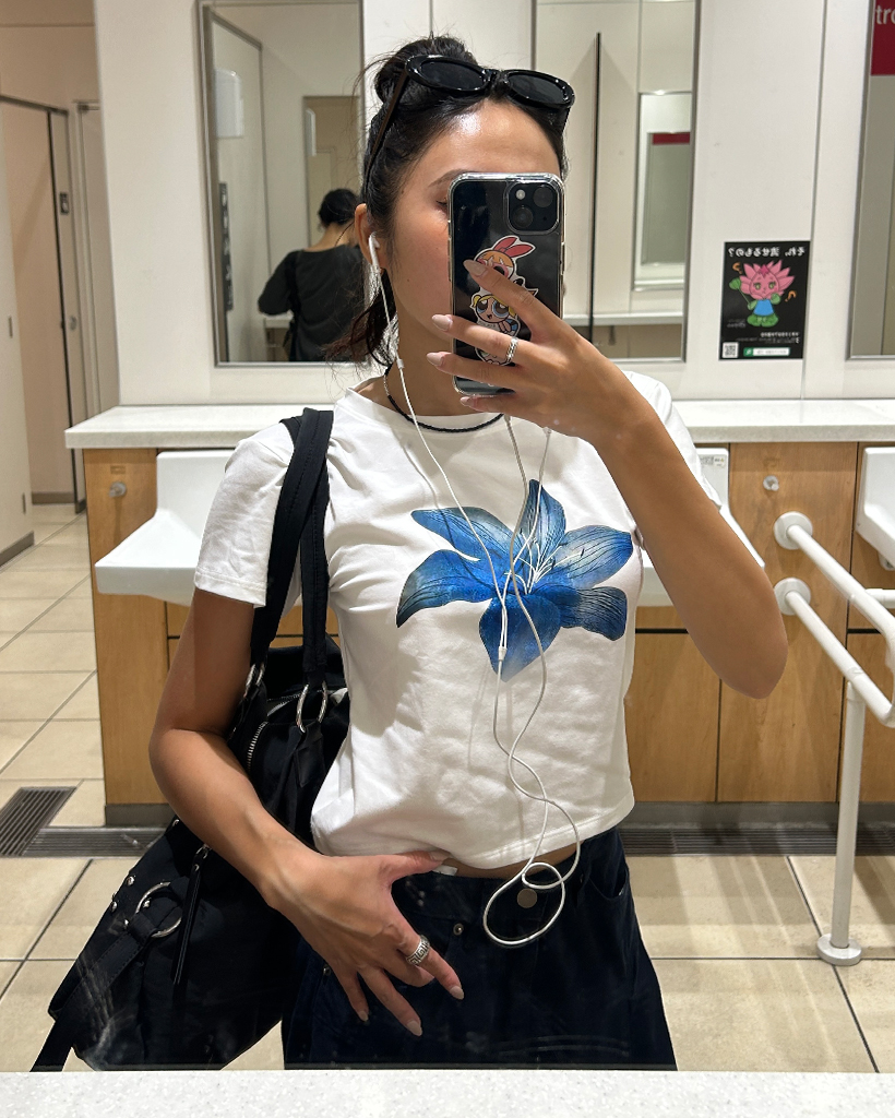 ブルーハイビスカスクロップドスリムTシャツ | ファッション通販
