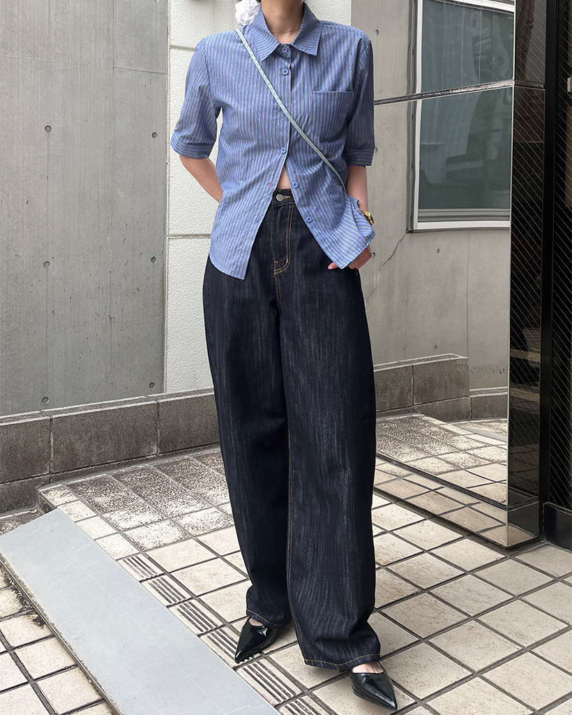 ちゃむ専用ページ ダブルストライプスリムハーフシャツ | ファッション通販サイト NUGU