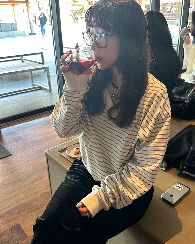 Vネックダブルボーダープルオーバー