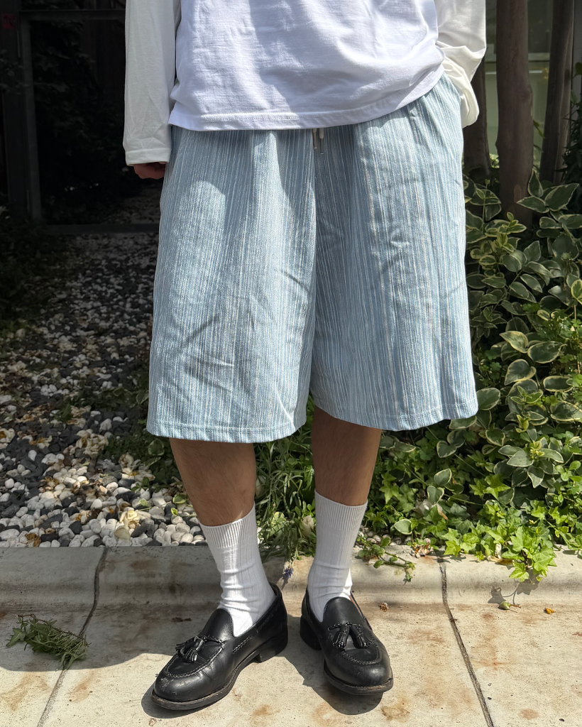 ストライプウエストゴムバミューダパンツ
