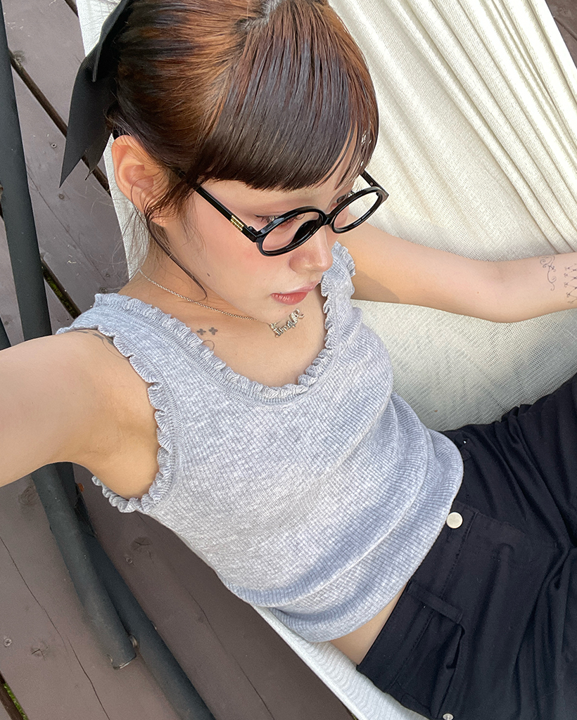 イネビタブル メタルテンプルツーブリッジビッグスクエアメガネ / クリア