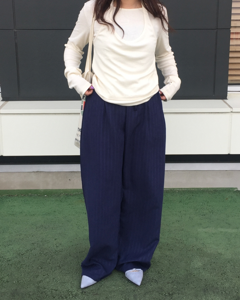 ストライプスウェードワイドイージーパンツ