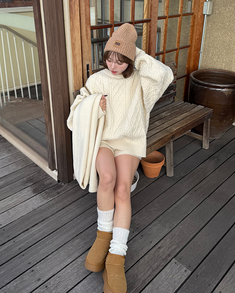 バルーンスリーブセーター&ショーツセットアップ