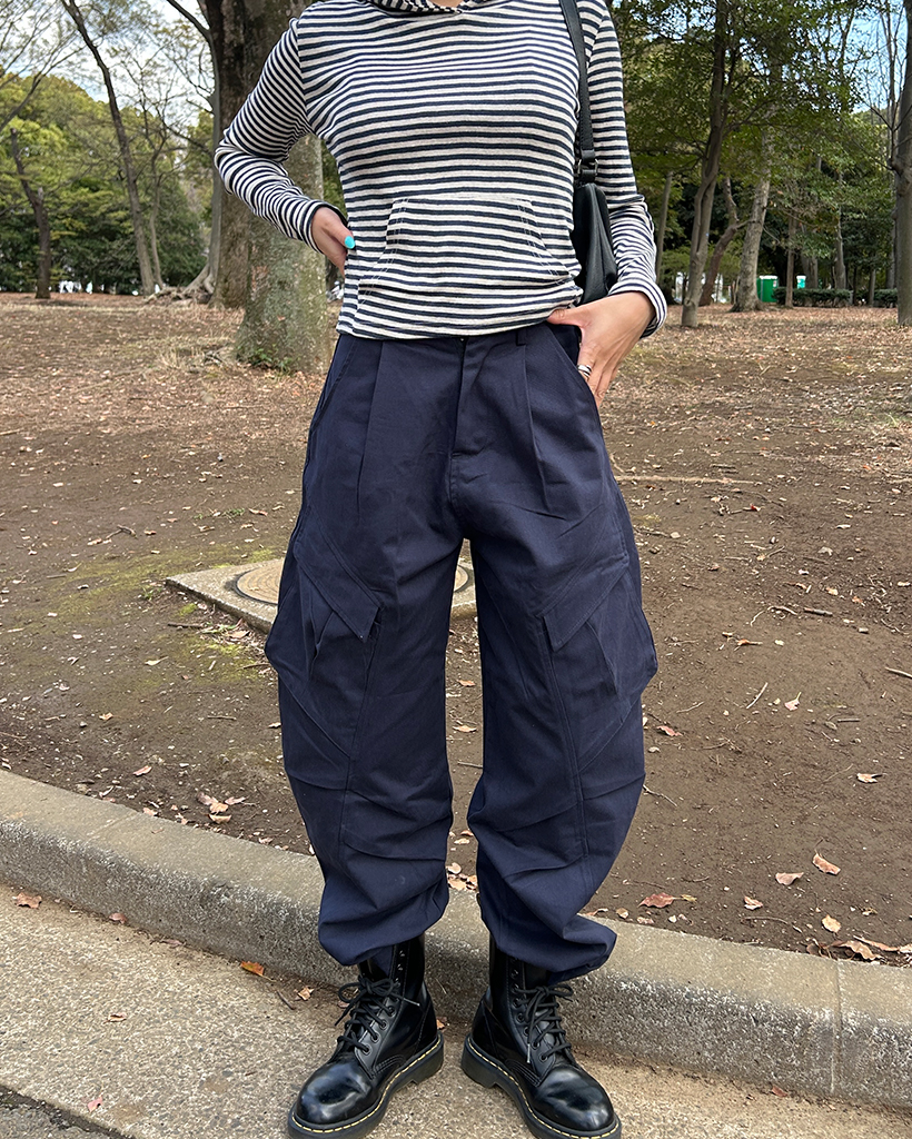 ニーセンターシームコットンカーゴパンツ