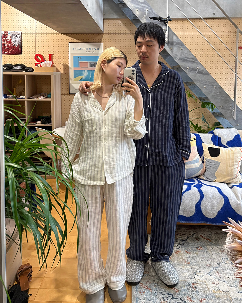 （ユニセックス）トリプルストライプガーゼパジャマセット