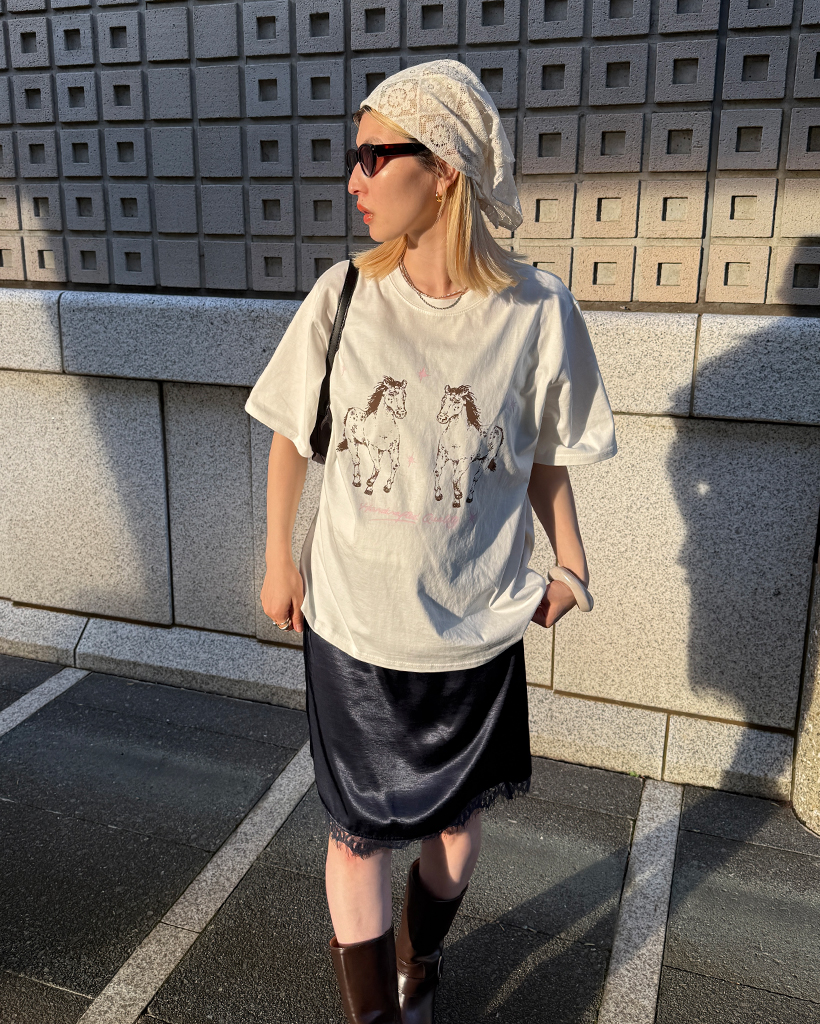 ダブルホースプリントハーフTシャツ