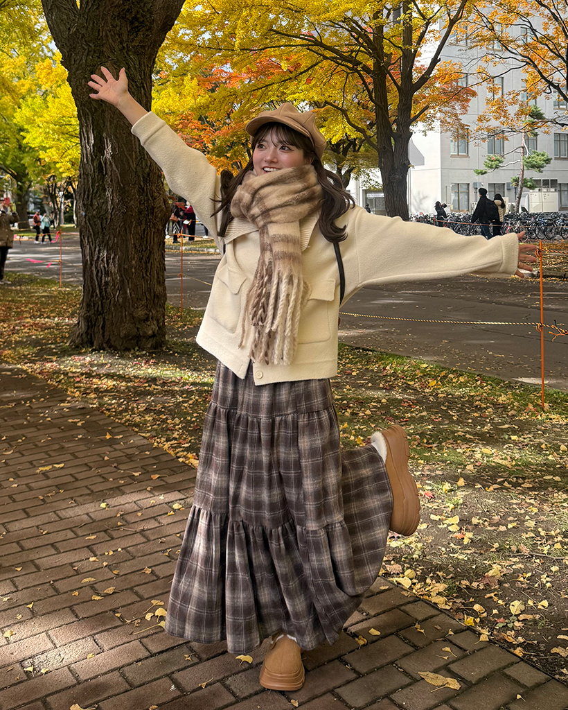 タータンチェックギャザーティアードスカート