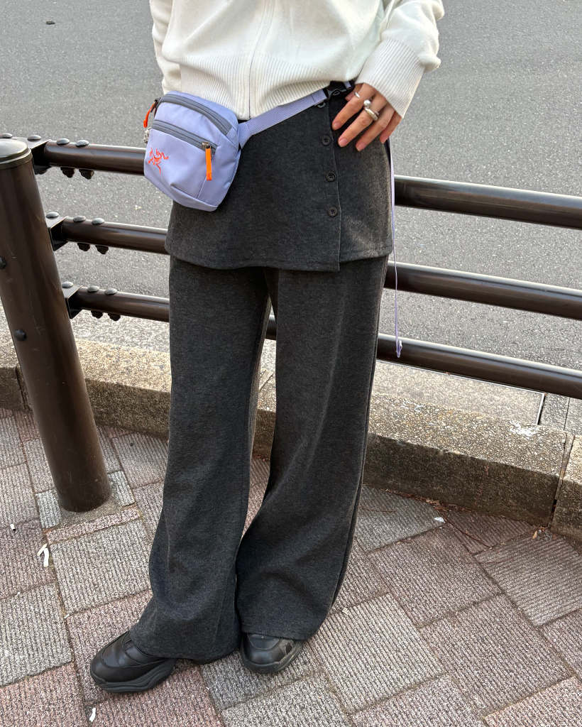 サカリバボタンラップスカートセットフレアパンツ