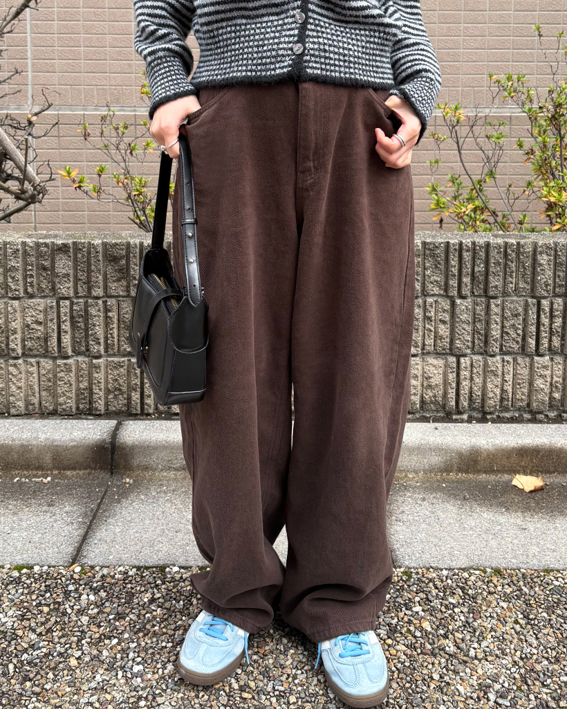 裏起毛ピーチスキンコットンワイドパンツ