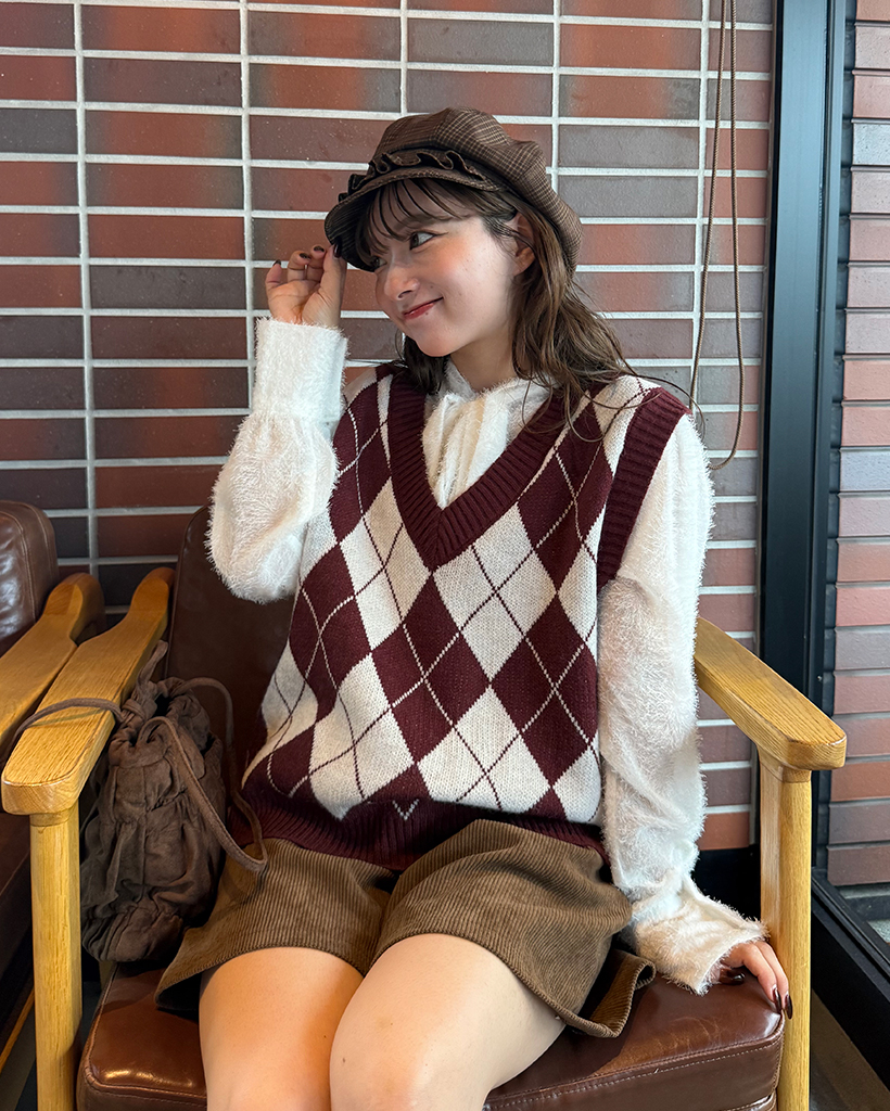 Vネックアーガイルニットベスト | ファッション通販サイト NUGU