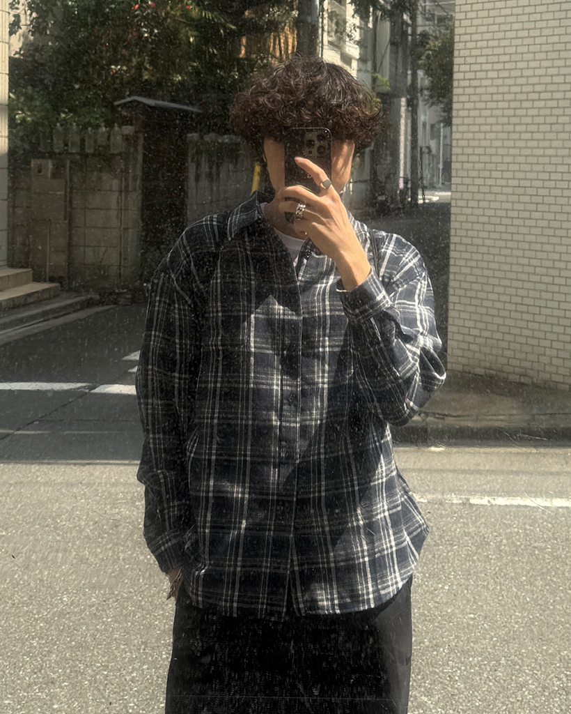 （ユニセックス）ワンポケットチェックシャツ