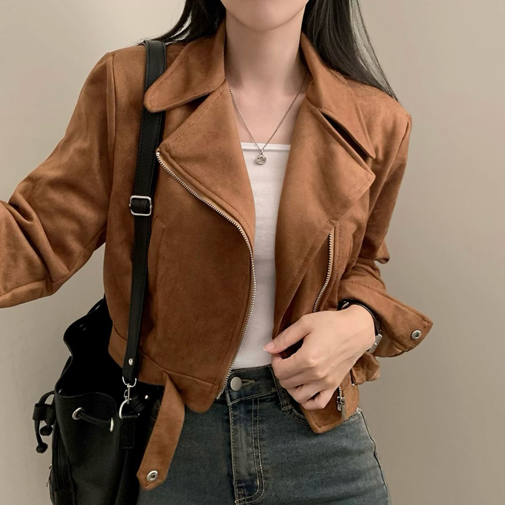 送料無料 クロップド スエード ジャケット ソフトクロップドスエードライダースジャケット | ファッション