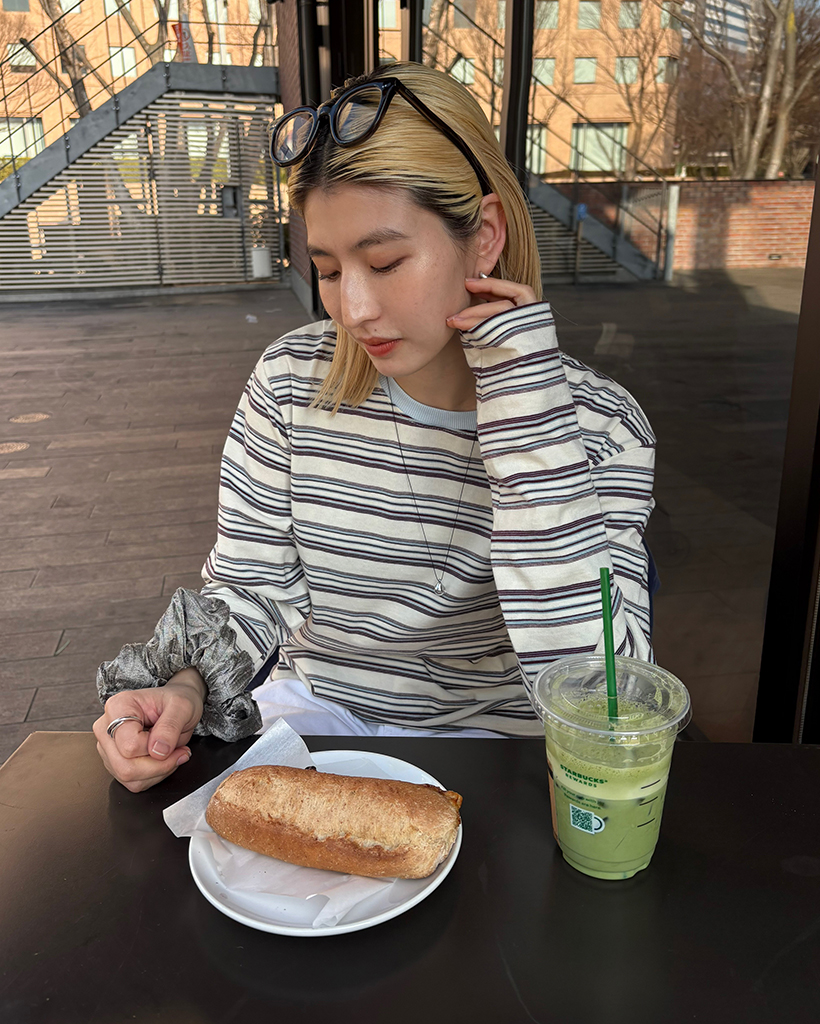 ランダムボーダーロングカットソー＆リブタンクトップセット