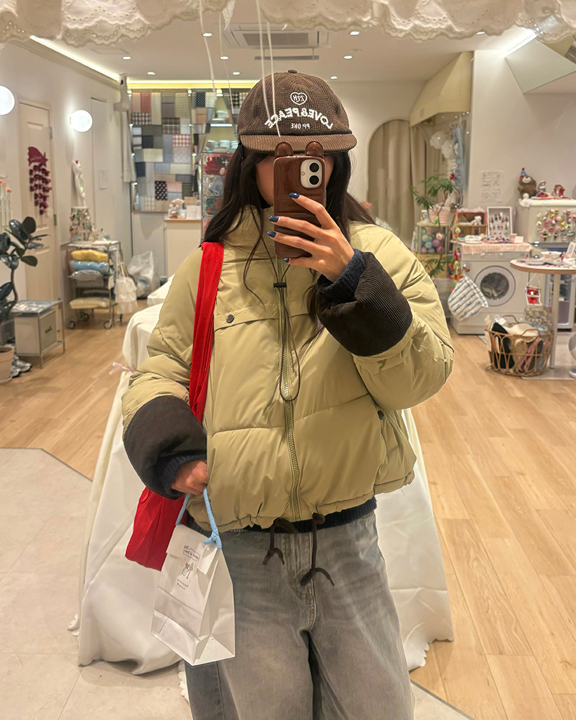 コーデュロイバイカラーポイントダウンジャケット