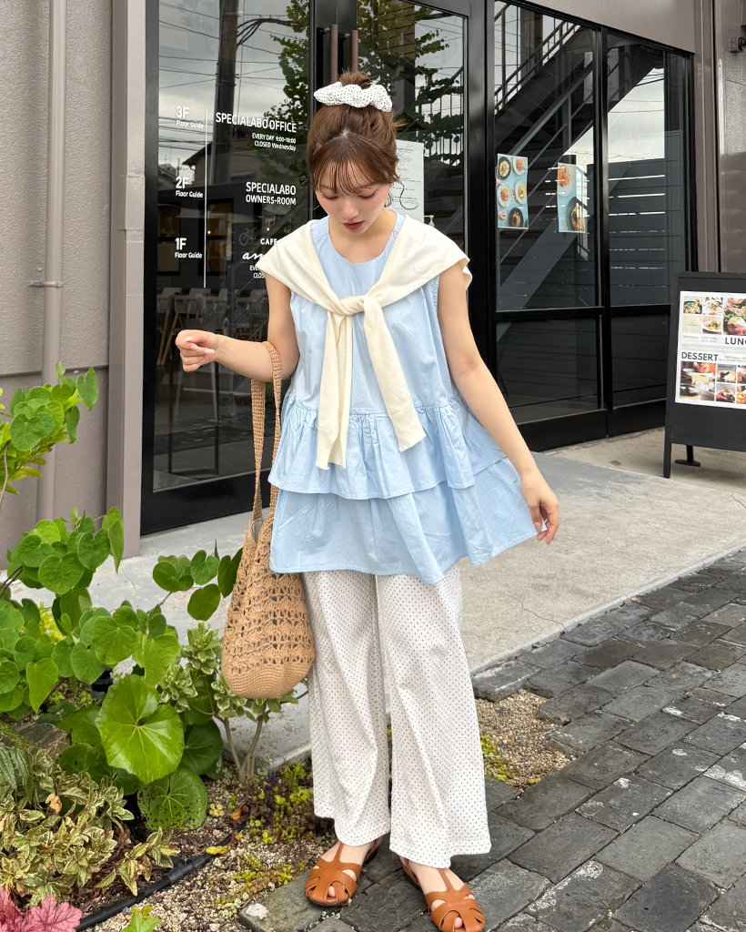 ティアードヘムノースリーブチュニック