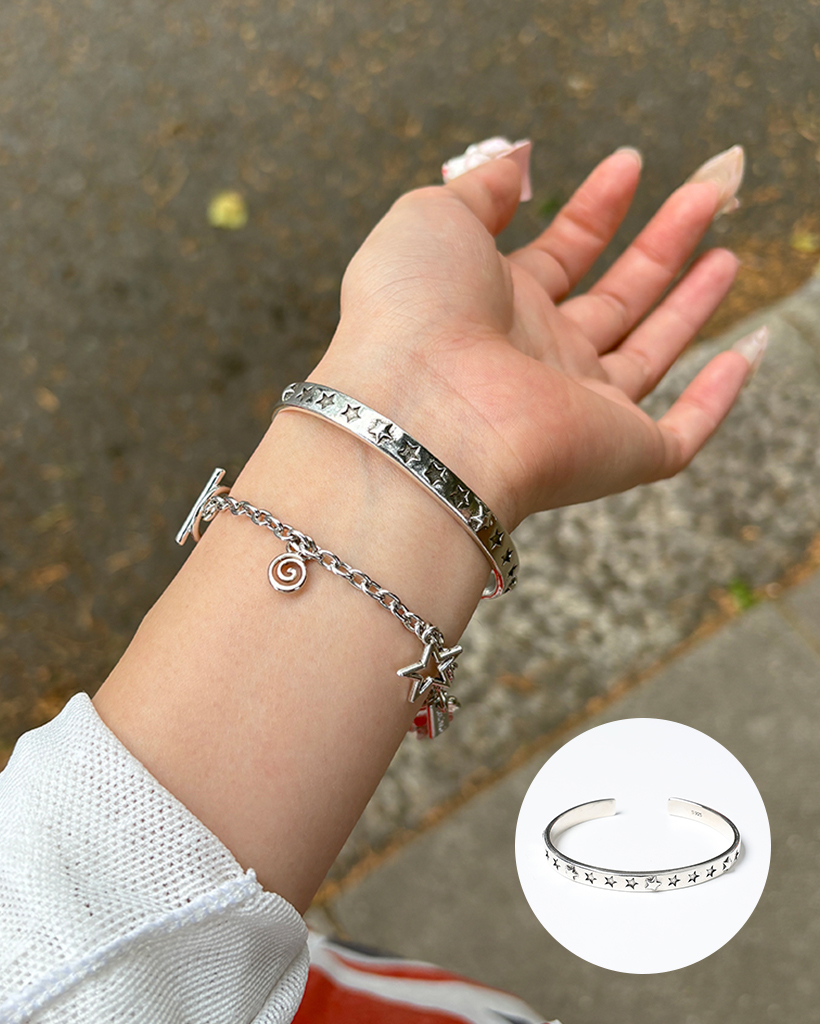 スターシルバーバングルブレスレット