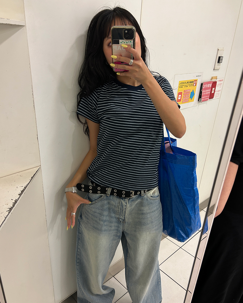 ベーシックフィットボーダーショートスリーブTシャツ