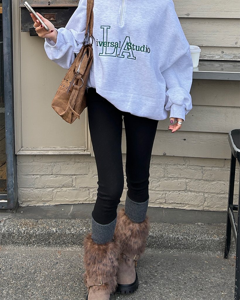 リブニットウォーマーレイヤードレギンス