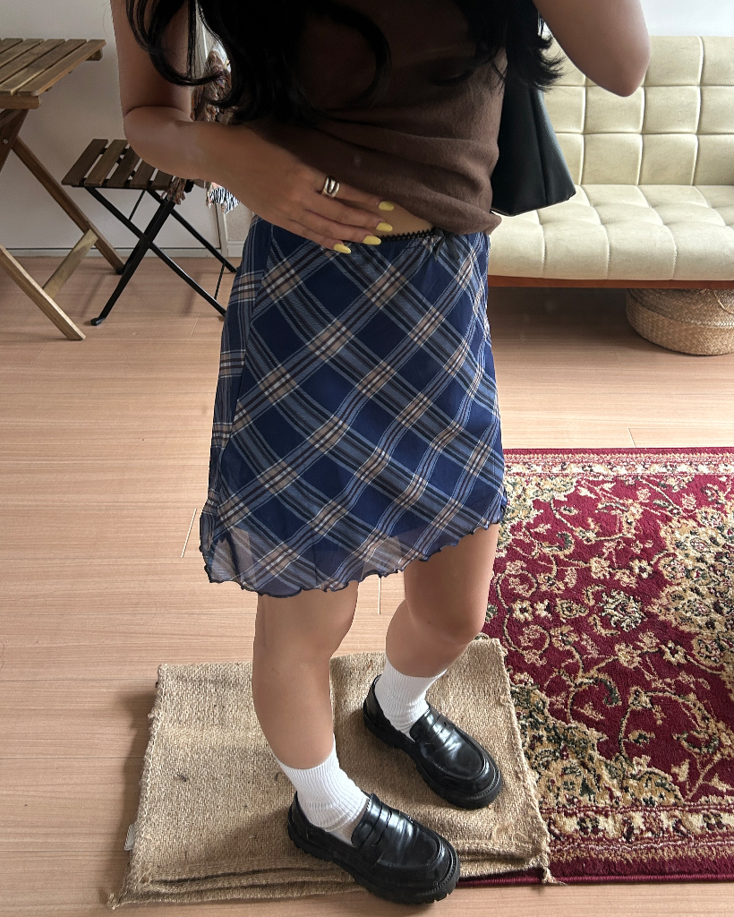 タータンチェックリボンシフォンミニスカート | ファッション通販