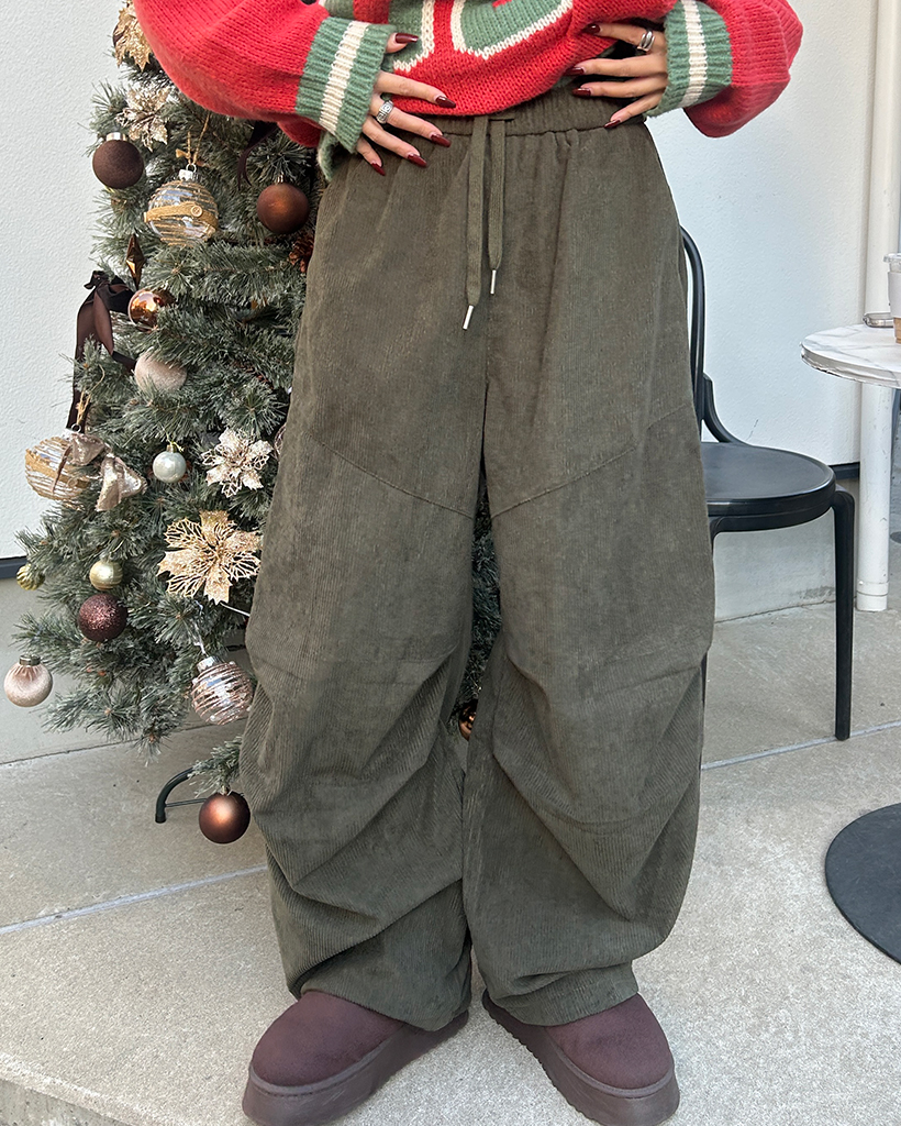 スラッシュヨークコーデュロイフリースイージーパンツ