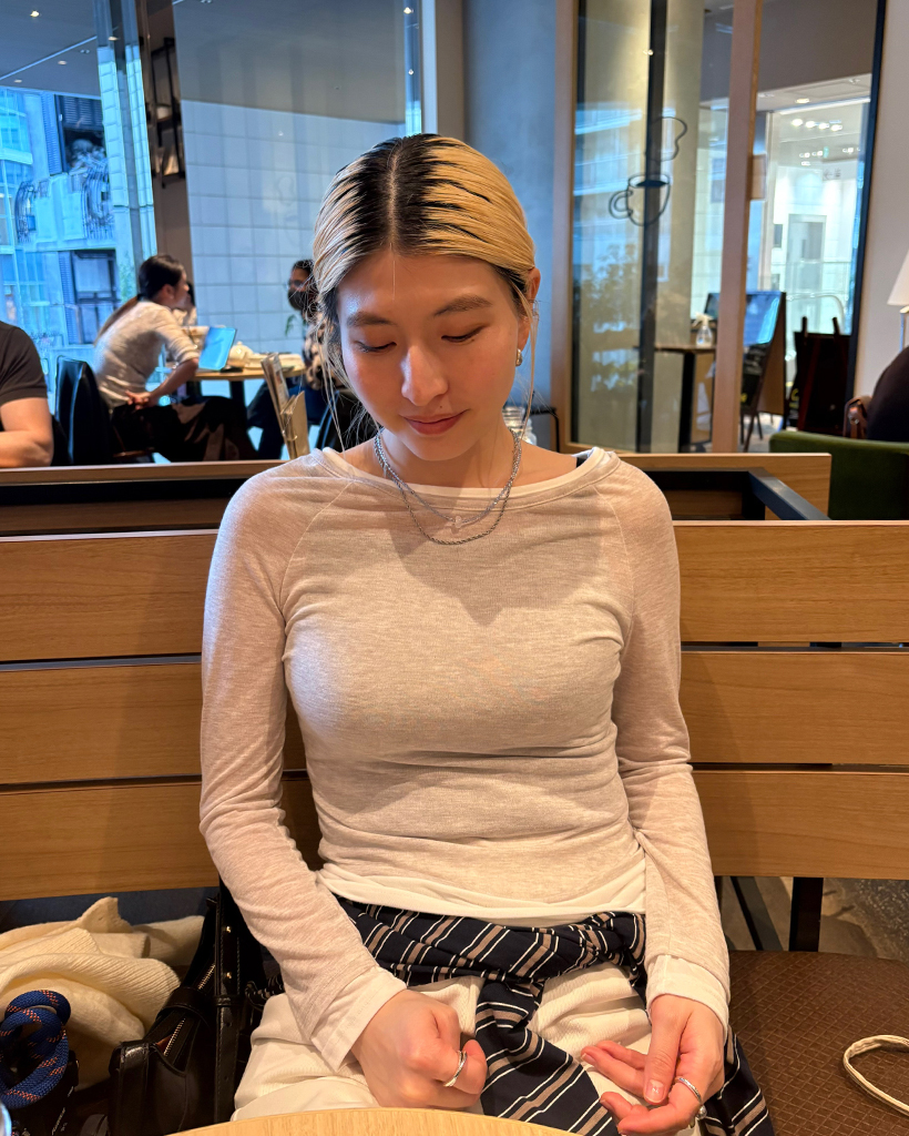 ボートネックバイカラーレイヤードロングTシャツ