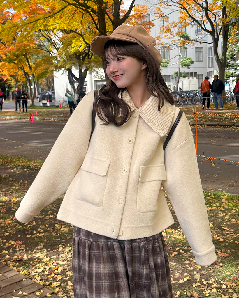 オブロングネックニット＆クロシェニットスカーフセット