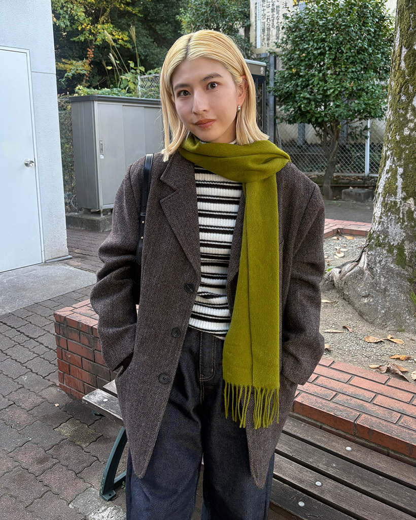 ボーダーハイネックリブスリムロングスリーブTシャツ