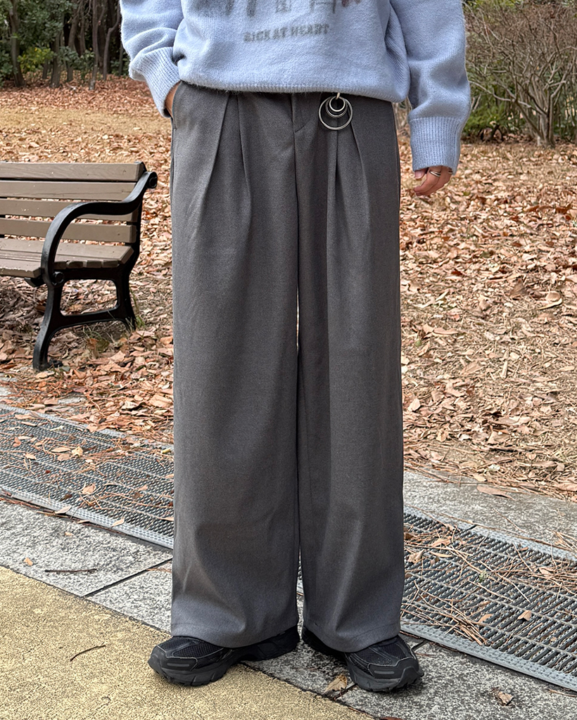 センターインタックテンセルウォームスラックス