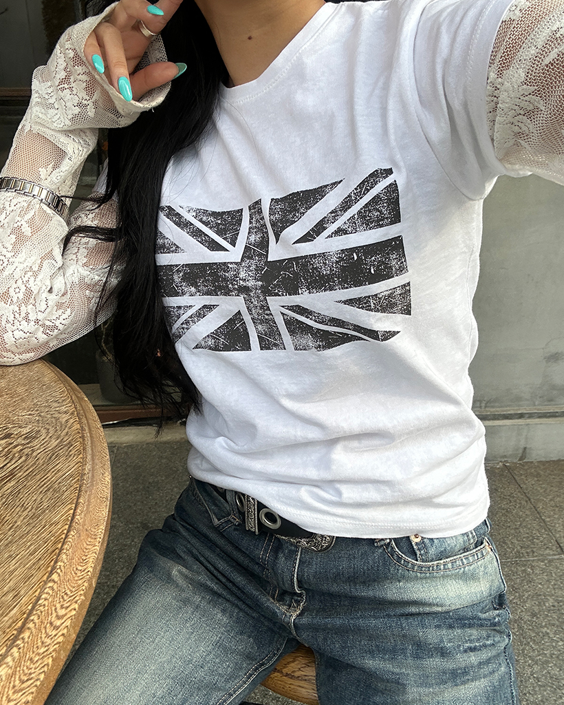 ピグメントイギリスセミクロップドハーフTシャツ