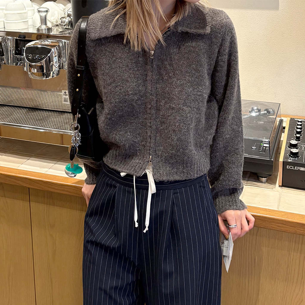 カラー2wayウールニットジップアップ