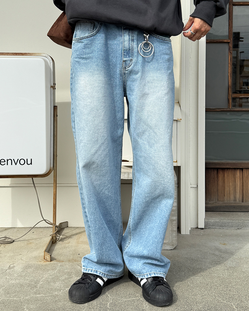 ベーシックハイウエストストレートデニムパンツ