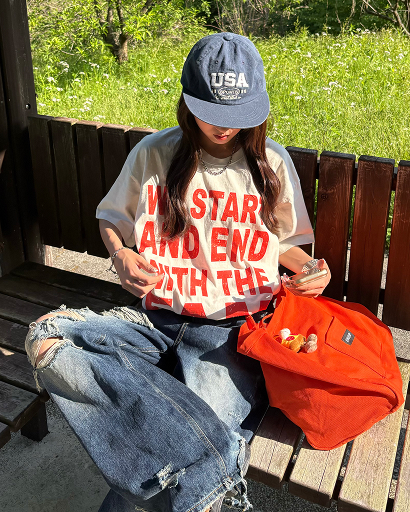 （ユニセックス）ピグメントウォッシュハーフTシャツ