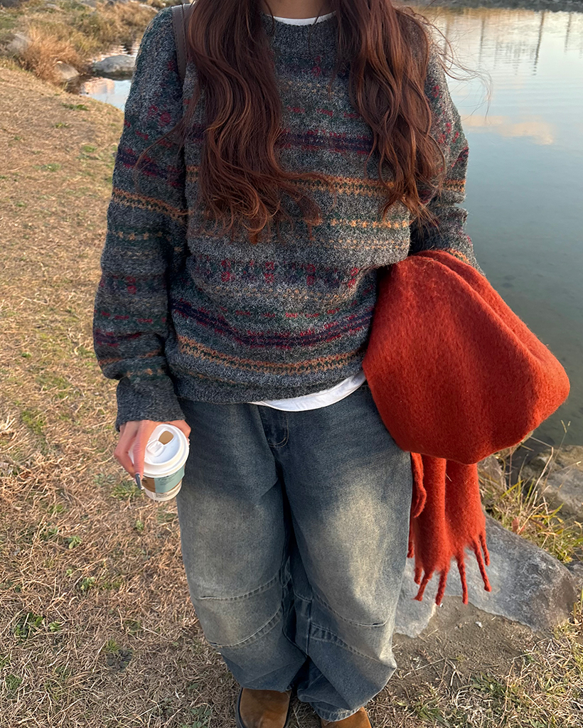 （ユニセックス）ビンテージフェアアイルヘアリーニットセーター