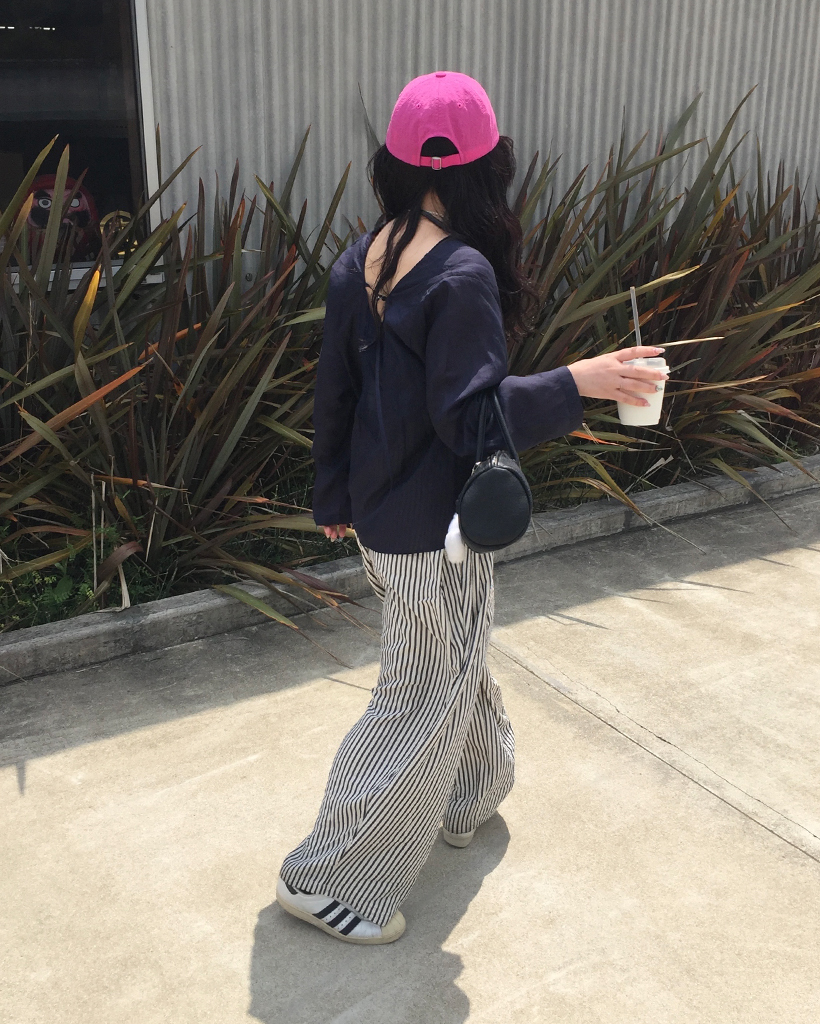 2WAYセンターシームストラップリネンブラウス