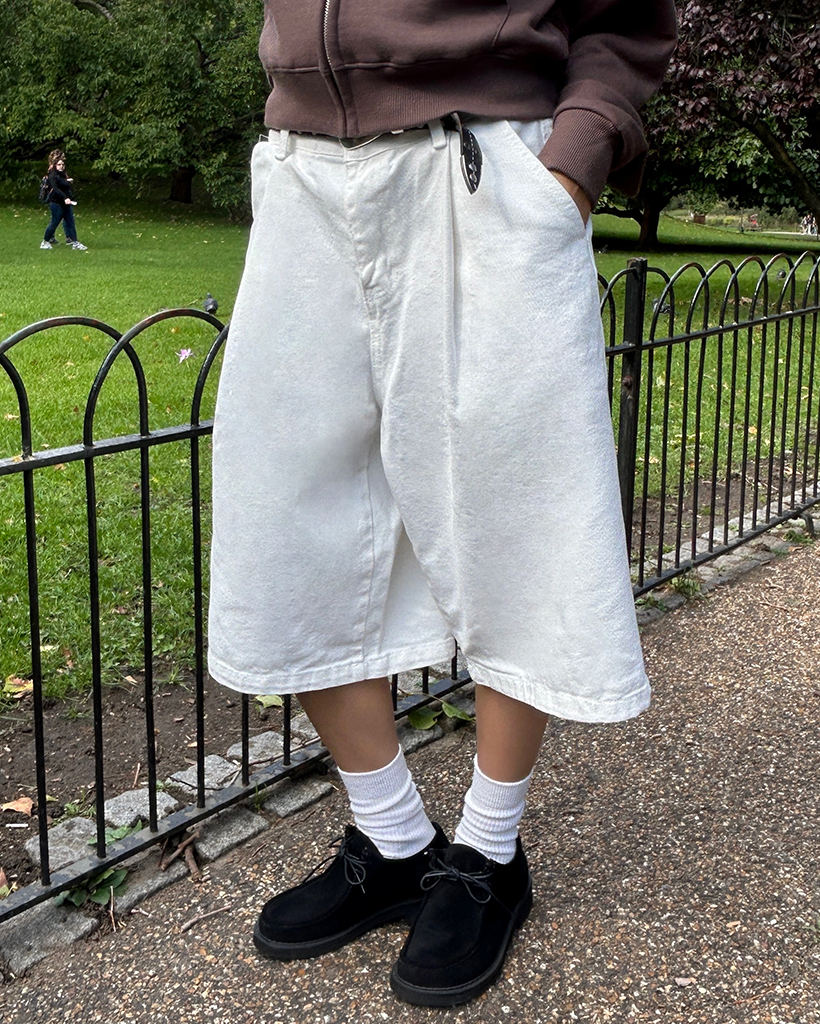 （ユニセックス）ワンタックコットンバミューダパンツ