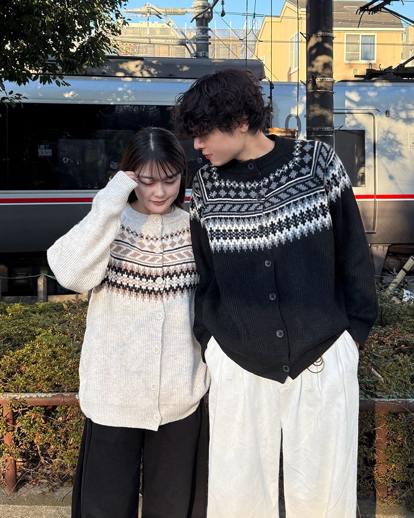 （ユニセックス）フェアアイルネックニットカーディガン