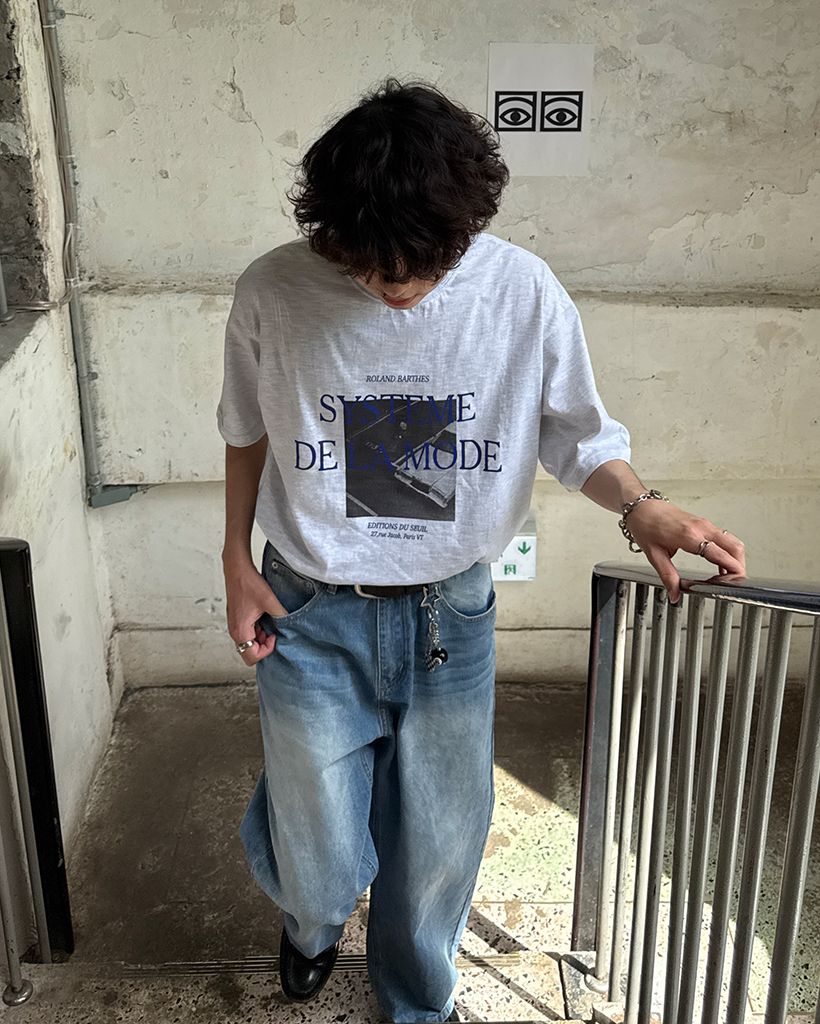 モノクロフォトレタリングハーフTシャツ