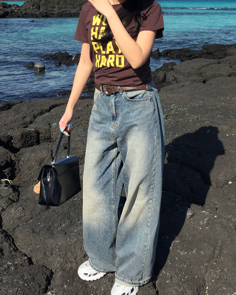 ウォッシュワイドデニムパンツ | ファッション通販サイト NUGU