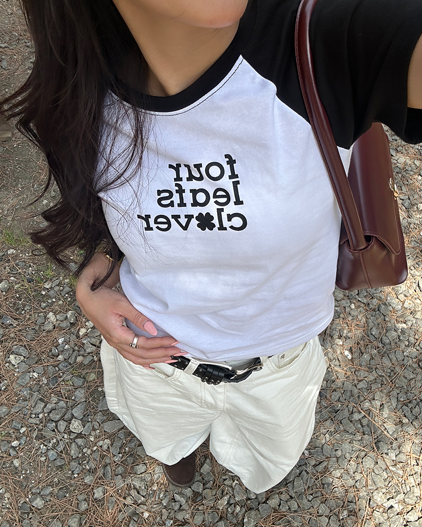 クローバーラグランクロップドショートTシャツ