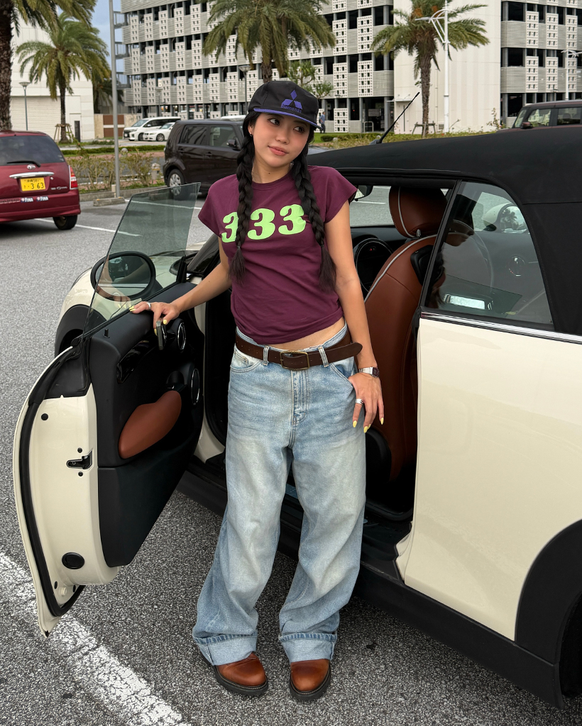 333レタリングフレンチスリーブTシャツ