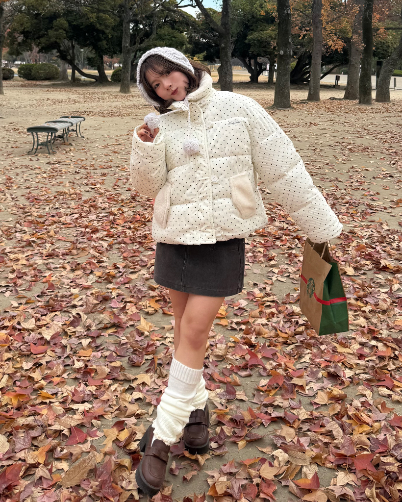 ボアポイントピンドットコーデュロイダウンジャケット