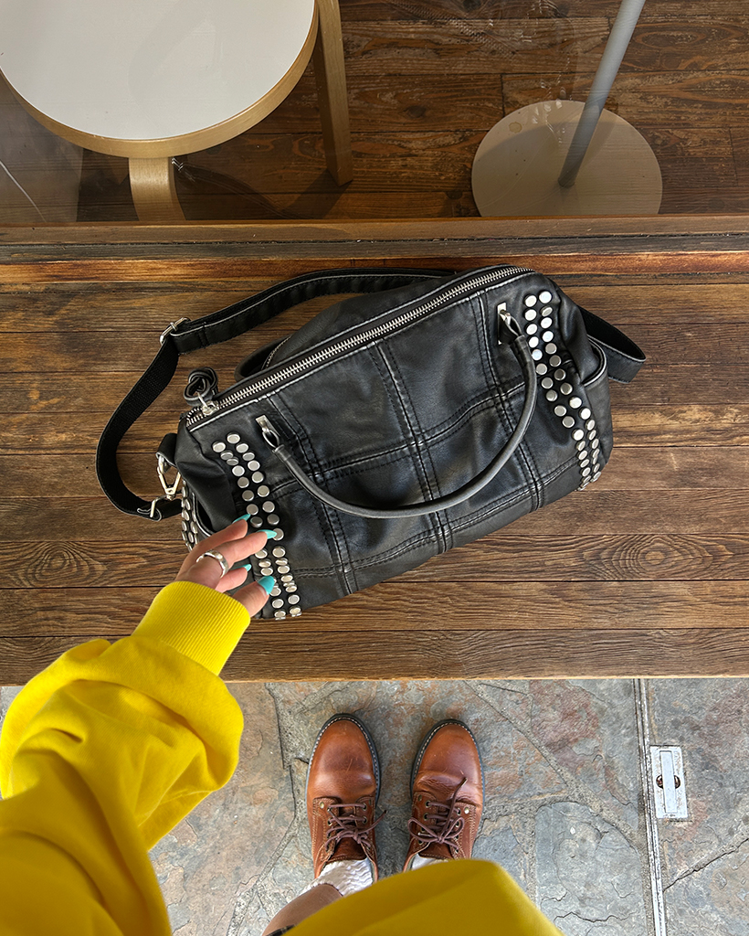 ブロックステッチダブルスタッズ2wayボストンバッグ