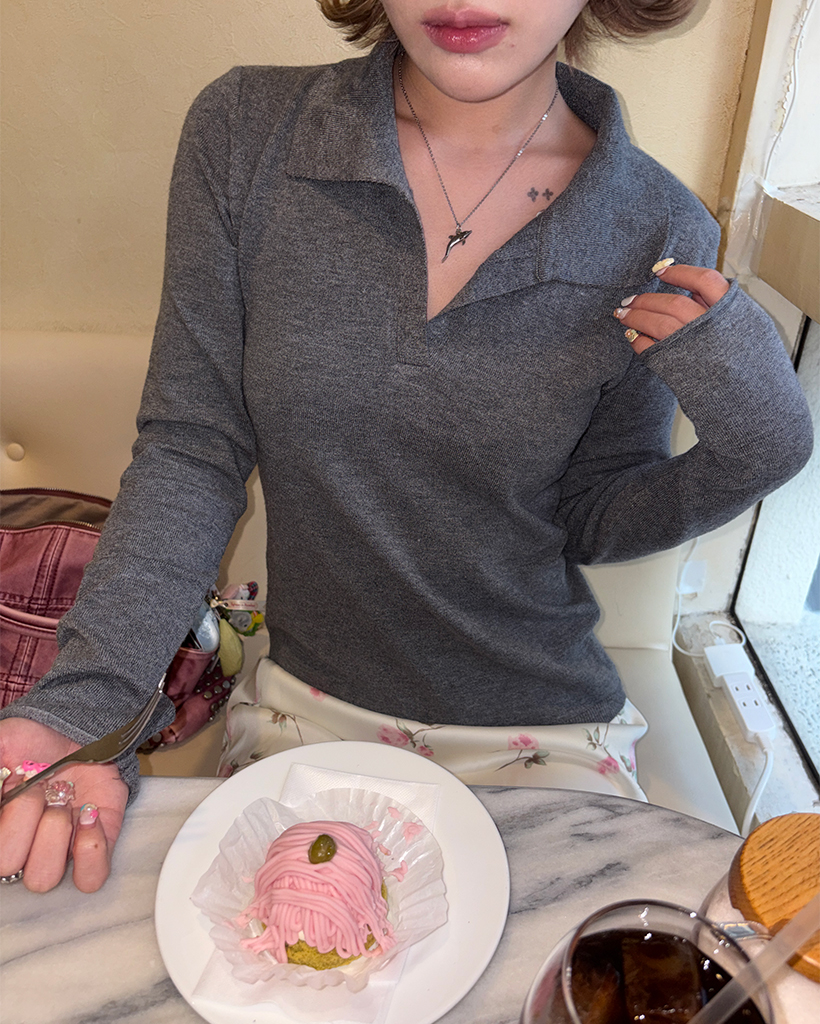 ジョニーカラースリムレーヨンニット