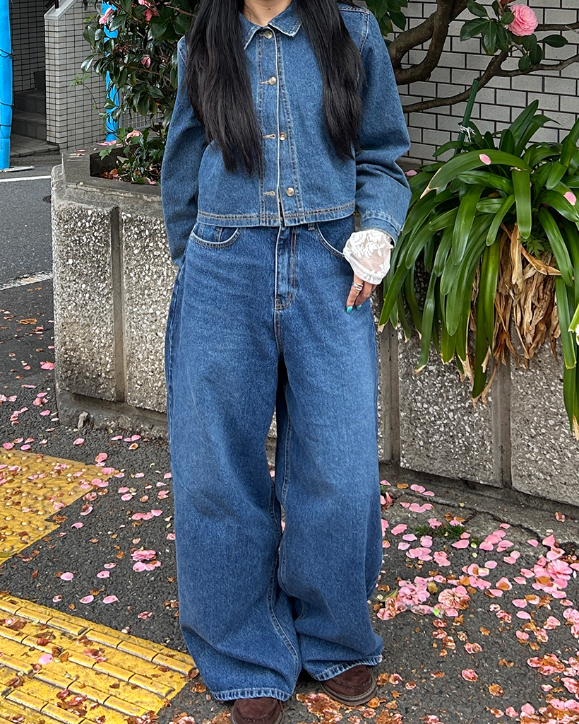 ライドヒゲウォッシュワイドジーンズ