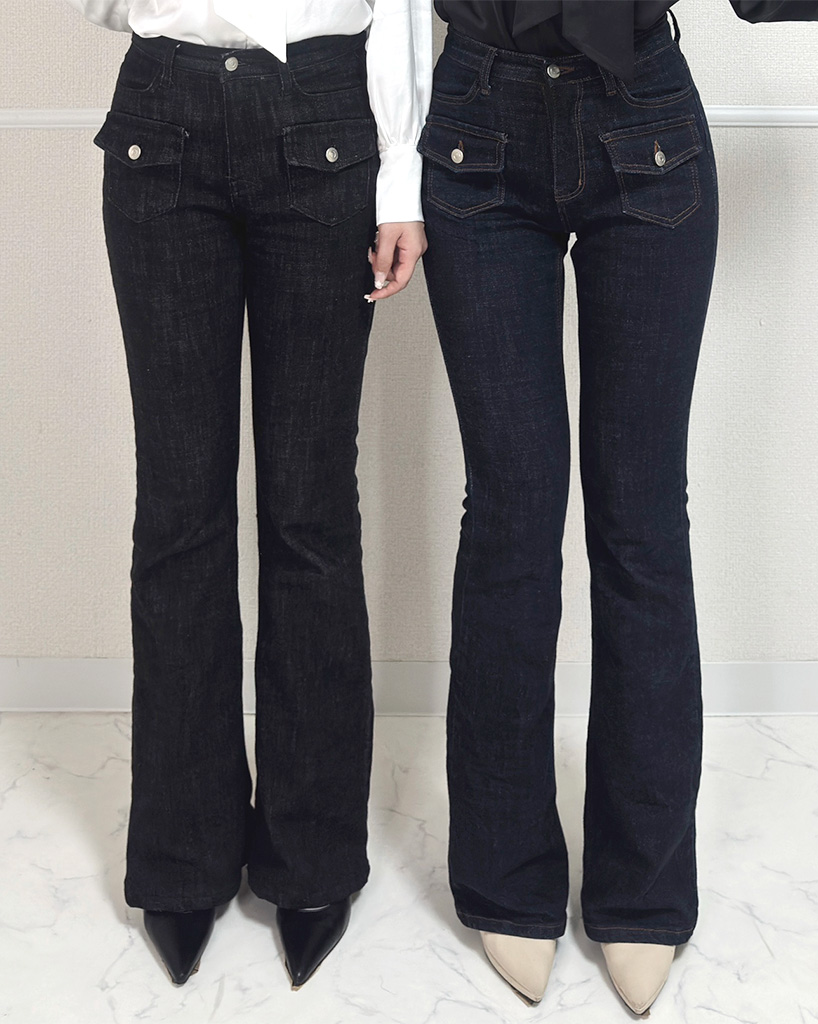 (ORIGINAL) フロントポケットブーツカットデニムパンツ (solid line)