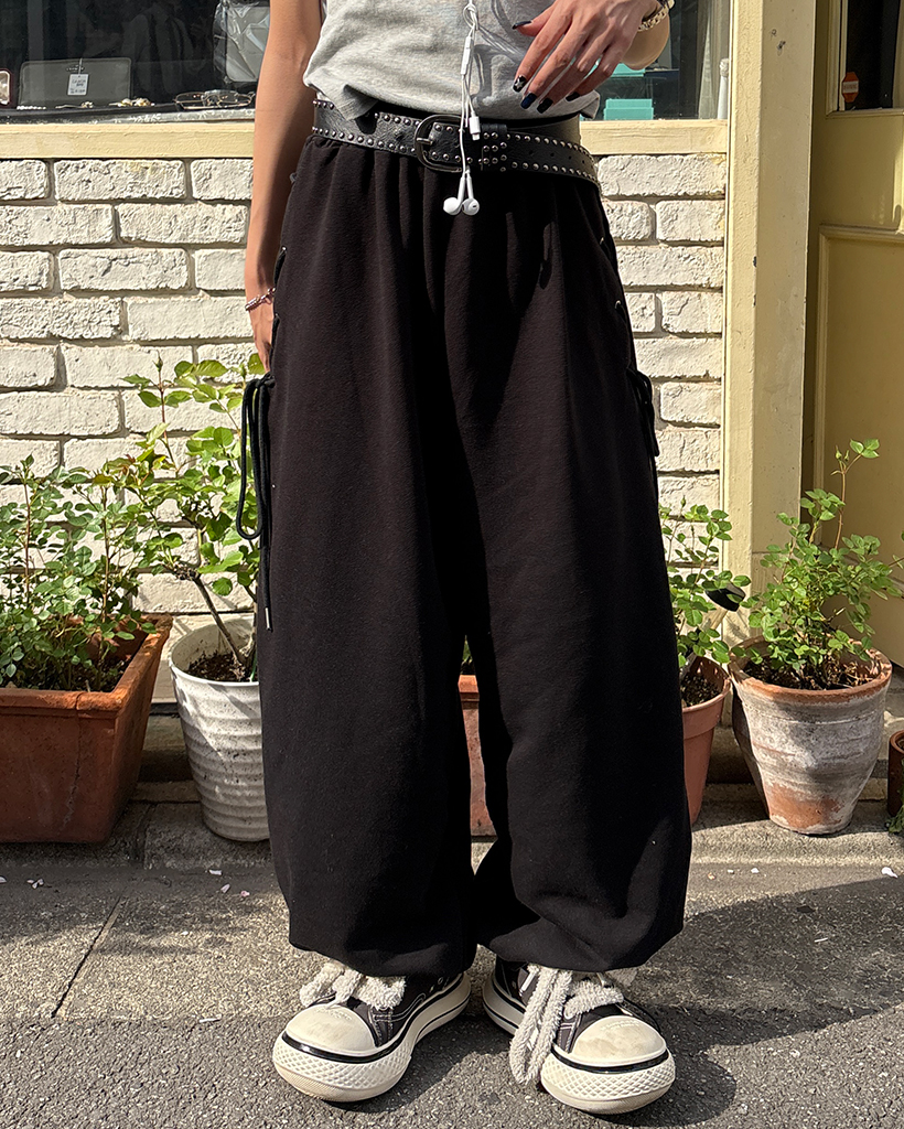 サイドアイレットストラップスウェットパンツ | ファッション通販