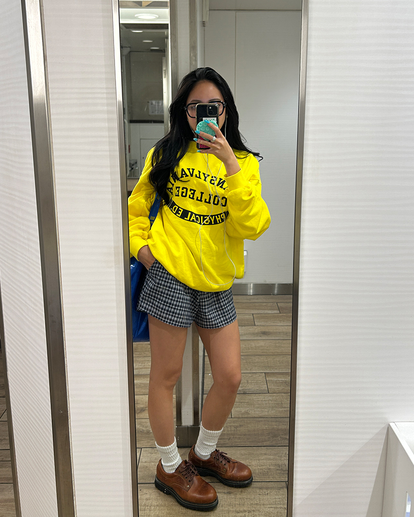 チェックウエストドローストリングショートパンツ