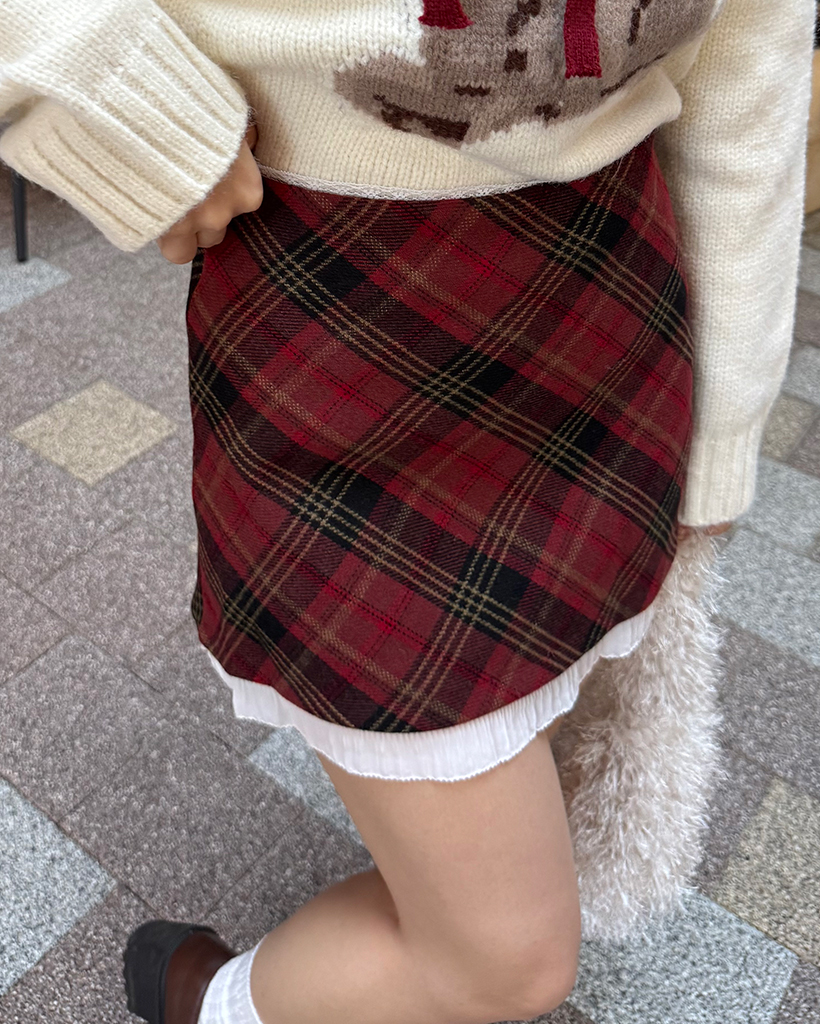ネルチェックレイヤードミニスカート